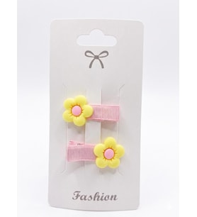GİDEGO ACCESSSORIES Çiçek Figürlü Kız Çocuk Saç Tokası, 2'li Set (Sarı)