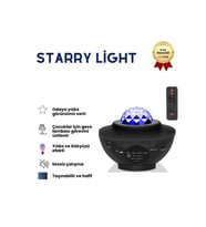 RGB Led Projektör ve Bluetooth Hoparlör ile Renkli Gece Işığı (Krem)
