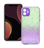 Apple iPhone 12 Mini Uyumlu Simli Şeffaf Sert Slikon Kılıf (Lila)