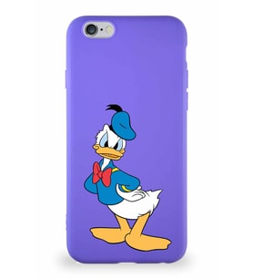Apple iPhone 6 Soft Premier Kapak Donald Duck-D Tasarımlı Silikon Kılıf - Mor (Şeffaf)