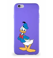 Apple iPhone 6 Soft Premier Kapak Donald Duck-D Tasarımlı Silikon Kılıf - Mor (Şeffaf)