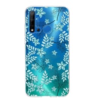 Huawei P20 Lite 2019 Uyumlu Kapak Floral Su Yeşili Tasarımlı Şeffaf Silikon Kılıf