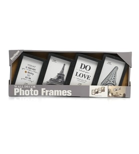 Çoklu Fotoğraf Çerçevesi MDF Ahşap Modern Kolaj Çerçeve Fotoğraf Tutucu 4 Fotoğraf 10x15cm (Siyah)