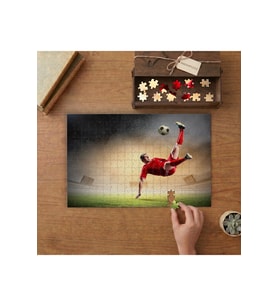 Futbolcu - Halısaha Tasarımı 240 parça Ahşap Puzzle Ahşap Kutuda MP00827
