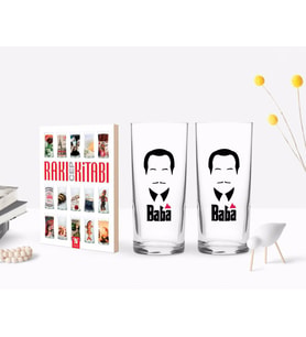 BK Home Renkli Baskılı Godfather Baba Tasarımlı İkili Rakı Bardağı ve Rakı Cep Kitabı Hediye Seti-12 (Model 1)