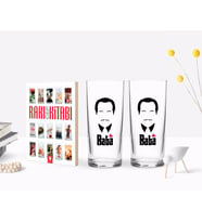 BK Home Renkli Baskılı Godfather Baba Tasarımlı İkili Rakı Bardağı ve Rakı Cep Kitabı Hediye Seti-12 (Model 1)