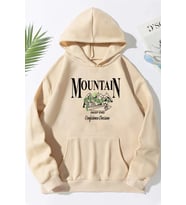 Unisex Montain Baskılı Sweatshirt (Bej)