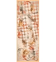 Barok Desen Dora Seri Şal Eşarp Askısı İle Birlikte 75x200 Yavruağzı Somon-75x20