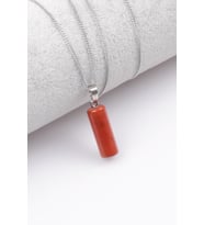 Red Jasper Doğal Taş Silindir Kesim Kolye