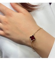 14 Ayar Altın Bordo Yonca Ataç Bileklik