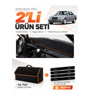 e-biz MERCEDES W124 (1984-1995) Uyumlu Torpido Örtüsü + Tay Tüyü Çanta - Siyah-Kahverengi - MB011