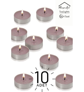 10 Adet  Tarçın Kokulu Tealight Mum  4 Saat Yanar  Dekoratif Mumluk Mumu