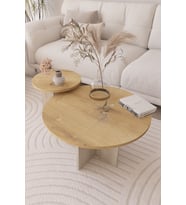 2 li Orta Sehpa Seti, 72 cm, 40 cm - Safir Meşe & Traverten