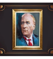Altın Varaklı Çerçeveli Paspartulu Atatürk Tablo z5081 (Gold)