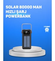 80000 mAh Yüksek Kapasiteli Powerbank Göstergeli Solar Şarj Cihazı