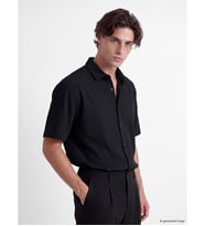 LCW Vision Siyah Regular Fit Erkek Kısa Kollu Gömlek