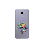 Samsung Galaxy J6 ile Uyumlu Splash Bukalemun Tasarımlı Şeffaf Silikon Kılıf