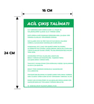 6 Adet Acil Çıkış Talimatı Yapışkanlı Sticker Levha, 16x24, 20x30 (A4), 30x42 (A3) Cm Boyut Seçeneklerinde Folyo Baskı Sticker Kişiselleştiirlebilir Levha