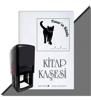 Kişiye Özel  Sevimli Kedi 11 Tarihli Kitap Kaşesi (Siyah)