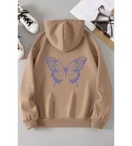 Unisex Butterfly Baskılı Sweatshirt (Bej)