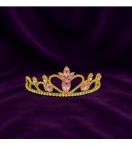 Prenses Tacı Gold Pembe Taşlı
