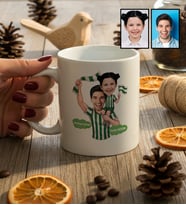 Kişiye Özel Karikatürlü Yeşil Beyaz Baba Kız Kupa Bardak Babalar Günü Hediyesi