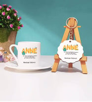 Anneler Günü Hediyesi Anneye Hediye - 8 - Türk Kahvesi Fincanı ve Anahtarlık Hediye Seti