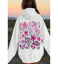 Bahar Esintisi Çiçek Baskılı Oversize Sweatshirt (Beyaz)