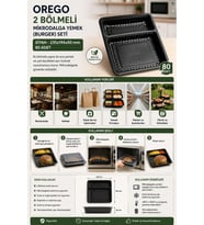 Orego 2 Bölmeli Mikrodalga Yemek (Burger) Seti Siyah 235x194x50 80 Adet