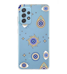 PrintiFy Samsung Galaxy A52 5G ile Uyumlu 1mm Slim Fit Nazar Boncuğu 5 Baskılı Şeffaf  Kılıf