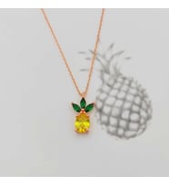 Gümüş Zirkon Taşlı Ananas Kolye 925 Ayar (Karışık)