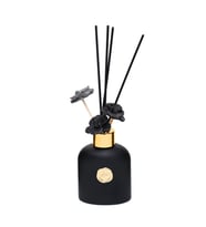 130 ml Siyah Cam Şişe Seramik Çiçek Taş Bambu Çubuklu Black Vanilya Oda Kokusu