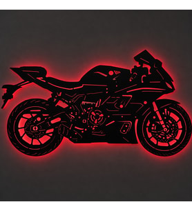 Lucenda Led Işıklı Motor Dekoratif Tablo Modern Spor Motosiklet Duvar Dekoru Gece Lambası
