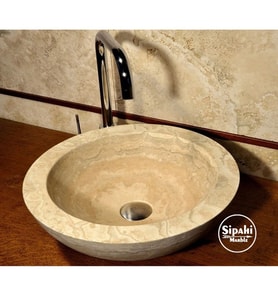 Sipahi Marble Traverten Kalın Kenar Yuvarlak Lavabo