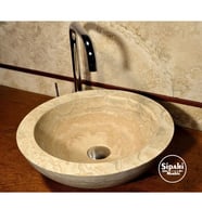 Sipahi Marble Traverten Kalın Kenar Yuvarlak Lavabo