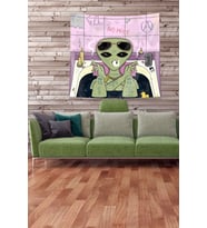 Multirenk Küvetin İçindeki Uzaylı Leke Tutmaz Kadife Kumaş Duvar Örtüsü Duvar Halısı Tapestry (Lila)