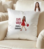 Kişiye Özel Karikatürlü Cute But Virgo Başak Burcu Yastık Doğum Günü Hediyesi