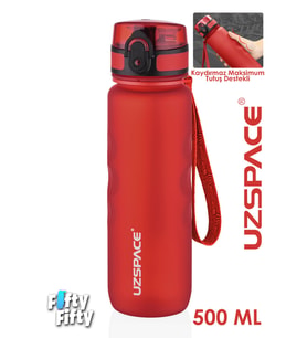 Uzspace 500 ML Kaydırmaz Maksimum Tutuş Destekli Tritan Su Matarası -FFUZ1215 (Kırmızı)