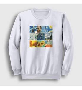 Presmono Unisex Beyaz Art Painter Vincent Van Gogh Sweatshirt 303061tt