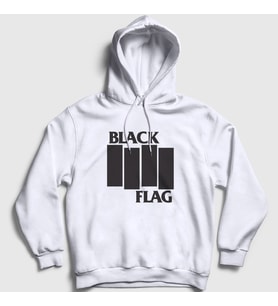 Presmono Unisex Beyaz Logo Metal Black Flag Kapüşonlu Sweatshirt 476097tt