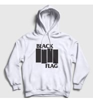 Presmono Unisex Beyaz Logo Metal Black Flag Kapüşonlu Sweatshirt 476097tt