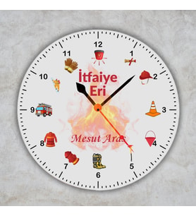 İtfaiye Temalı Ve İsimli Ofis Duvar Saati - İtfaiyeciye Özel Hediye Metal Saat