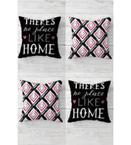 Home Sweet Home Yazılı Gizli Fermuarlı Kırlent Kılıfı Koltuk Yastık Kılıfı Takım(4ADET) (Pembe)