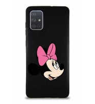 Samsung Galaxy A71 Soft Premier Kapak Minnie Mouse-A Tasarımlı Silikon Kılıf - Siyah (Şeffaf)