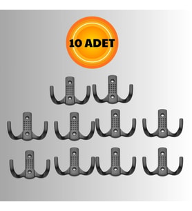 Noktalı Metal Askı Şık Portmanto Askılık Dolap Mobilya Askısı (vidalar Dahil)(10 ADET ) (Siyah)