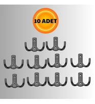 Noktalı Metal Askı Şık Portmanto Askılık Dolap Mobilya Askısı (vidalar Dahil)(10 ADET ) (Siyah)