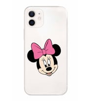 Apple iPhone 12 Mini Uyumlu Kamera Korumalı Tıpalı Kapak Minnie Mouse TasarımlıŞeffaf Kılıf