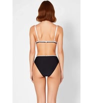 Kadın Bikini Takımı Üçgen Kap Balensiz Yüksek Bel Slip Alt Çıkarılabilir Kaplı Nakış Detay Kolsuz