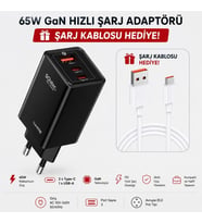 Schitec GaN 65W 3 Çıkışlı Şarj Aleti Başlığı ve 6A 120W UsbA to Type-C Hızlı Data Kablosu HEDİYE