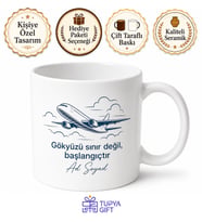 Pilot İçin Özel Tasarım Seramik Baskılı Kupa Bardak Seyahat Hediyesi